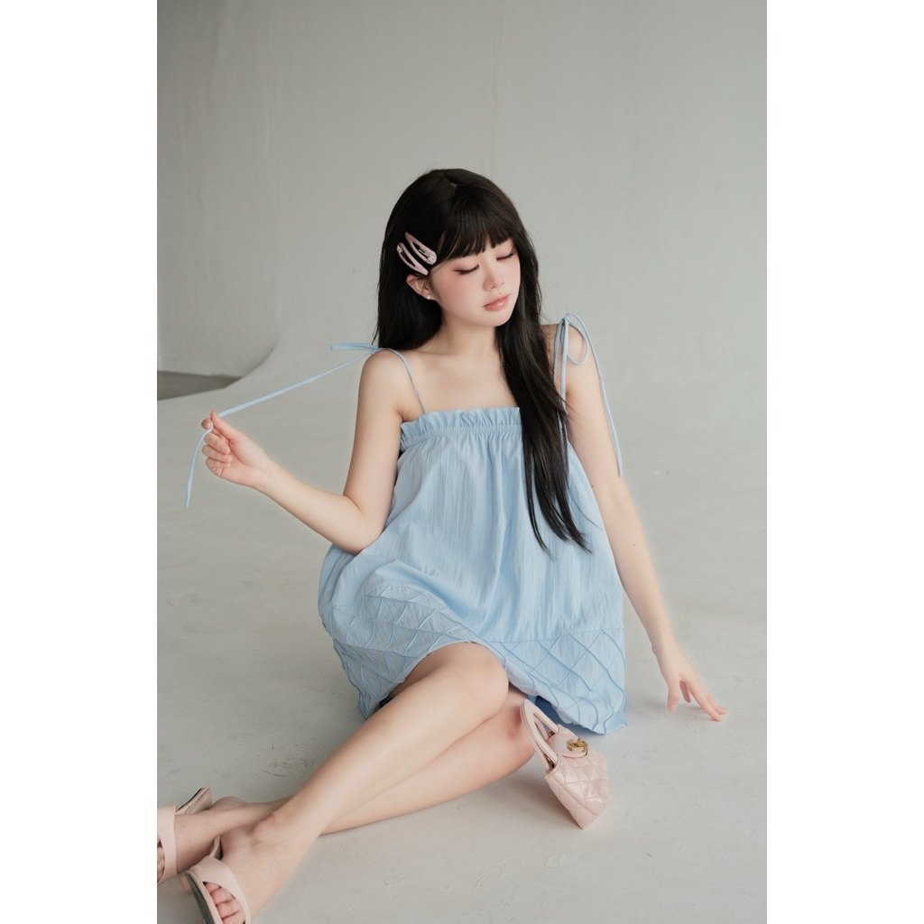 Set áo dây ngắn Babydoll Xanh Blue  - Hàng Thiết Kế - TY CLOTHING