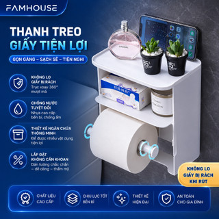 Hộp đựng giấy vệ sinh dán tường có thanh treo giấy tiện lợi , hộp giấy vệ sinh nhà tắm chống nước