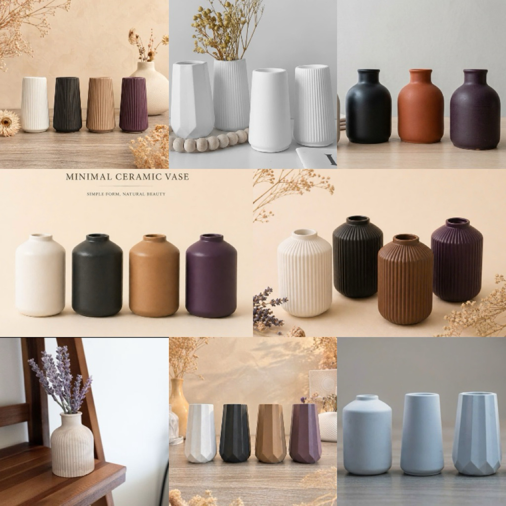 Lọ hoa thạch cao phong cách Bắc Âu đơn giản, Decor bàn học, góc làm việc, chụp ảnh sản phẩm, cắm hoa khô, trưng bày