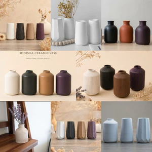 Lọ hoa thạch cao phong cách Bắc Âu đơn giản, Decor bàn học, góc làm việc, chụp ảnh sản phẩm, cắm hoa khô, trưng bày