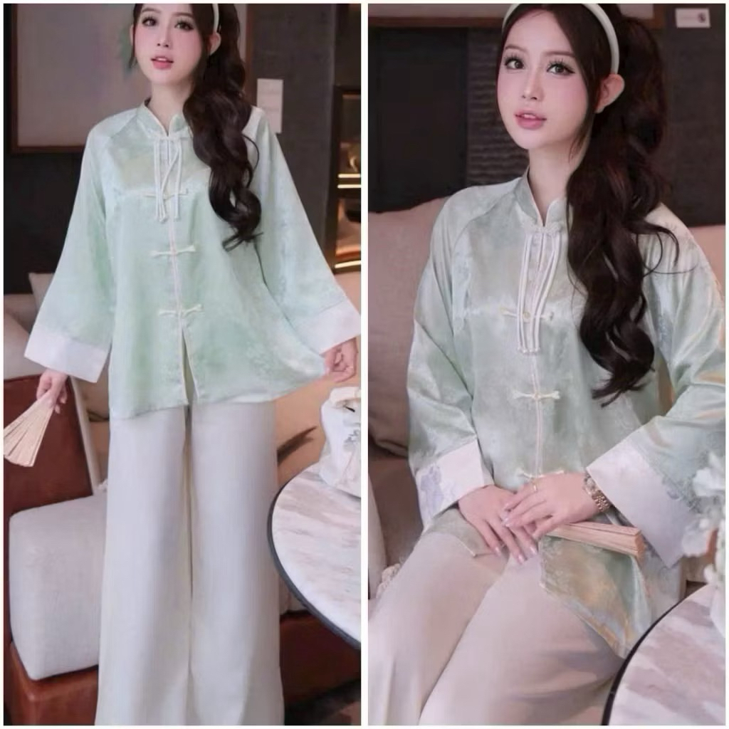 Bộ Pháp Phục Nút Nơ, Bộ Lam Đi Chùa Xinh | Đồ Lam An Nhiên