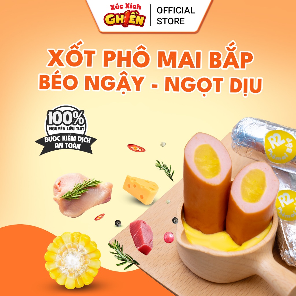 Xúc Xích Giấy Bạc Lõi Nhân Phô Mai Bắp R2 Vietinter Foods (Gói 450g)