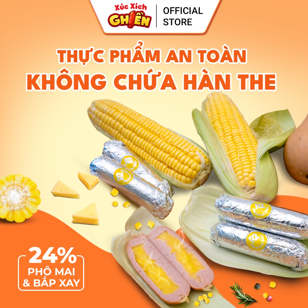 Xúc Xích Giấy Bạc Lõi Nhân Phô Mai Bắp R2 Vietinter Foods (Gói 450g)
