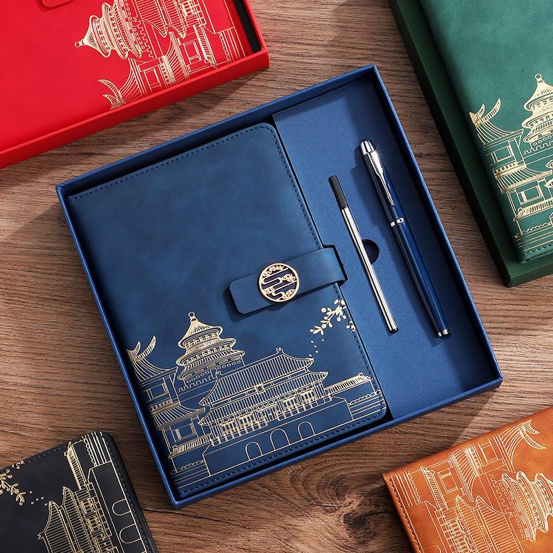 Bộ Quà Tặng Văn Phòng Cao Cấp Sổ Tay A5 – Kèm Bút Kim Loại & Hộp Quà Sang Trọng Phong Cách Cổ Điển