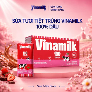 Sữa Tươi Tiệt Trùng Vinamilk Vị Dâu (Dung Tích 110ml/ 180ml) - Thùng 48 Hộp