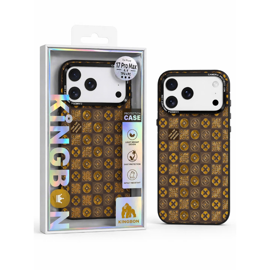 Ốp iPhone Hoa Văn Đồng Xu Mạ Vàng Tài Lộc bảo vệ camera iPhone 17 Pro Max