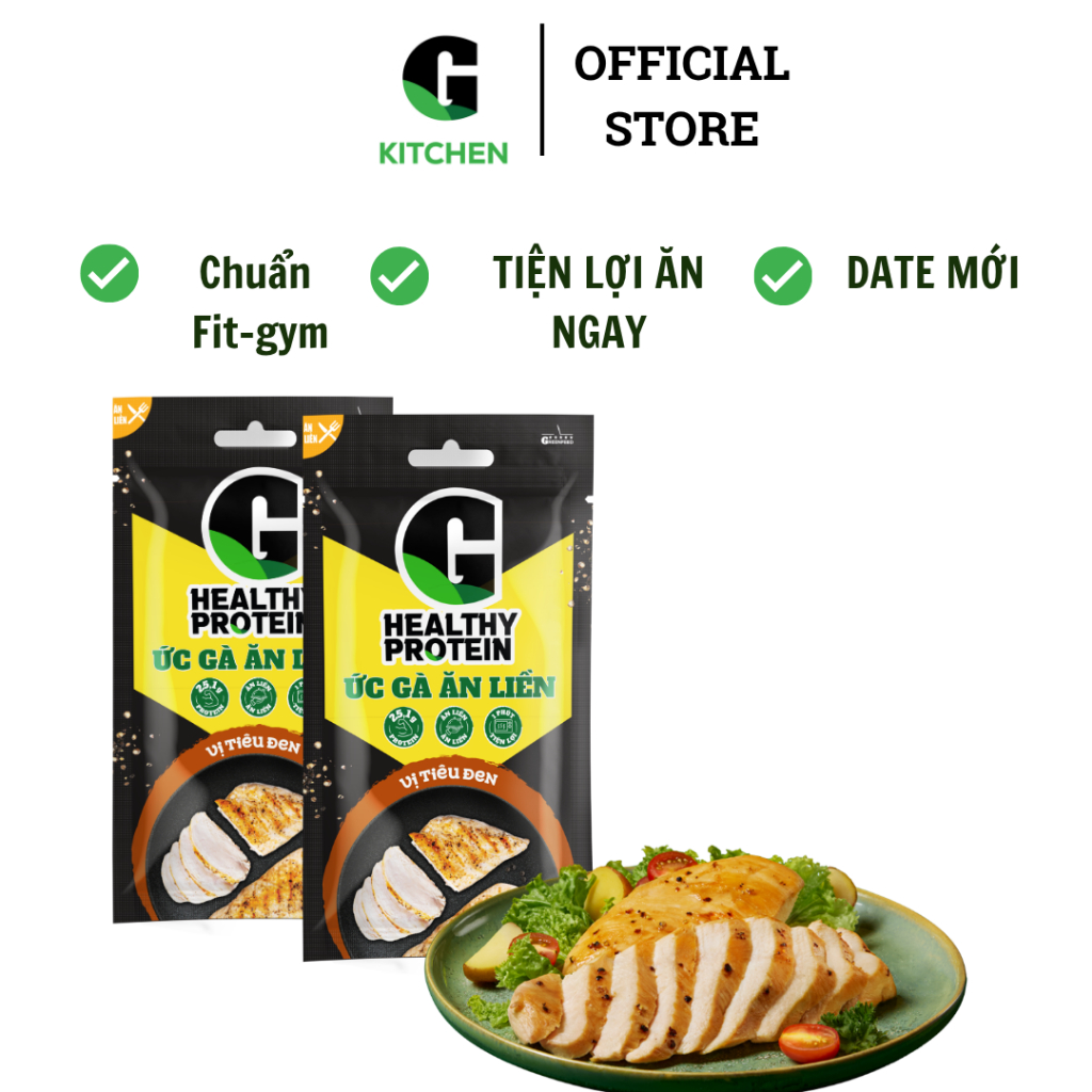 Ức gà ăn liền G Kitchen vị tiêu đen 100g [Giao HCM]