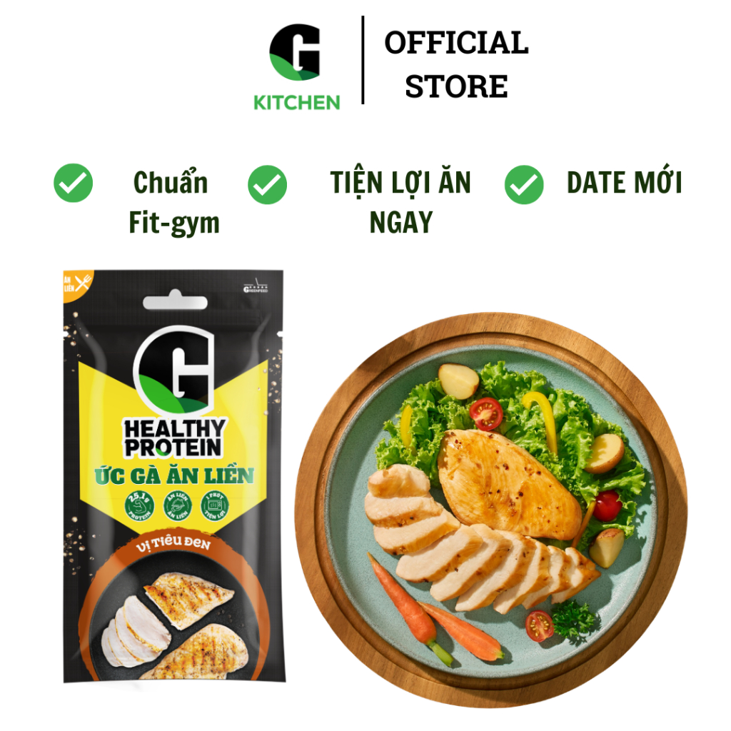 Ức gà ăn liền G Kitchen vị tiêu đen 100g [Giao HCM]