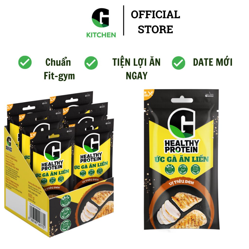 Ức gà ăn liền G Kitchen vị tiêu đen 100g [Giao HCM]