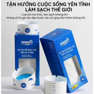 Gạt Tàn Thuốc Dùng 1 Lần Hộp 25 Cái | Foam Ashtray Mini Có Khe Gác Thuốc, Gạt Tàn Ô Tô Để Bàn