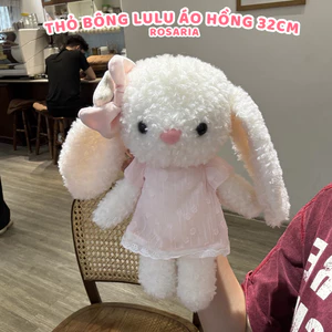 Thỏ Bông LuLu Áo Hồng 32cm Thêu Tai Theo Yêu Cầu – Gấu Bông Cao Cấp Dễ Thương Làm Quà Tặng