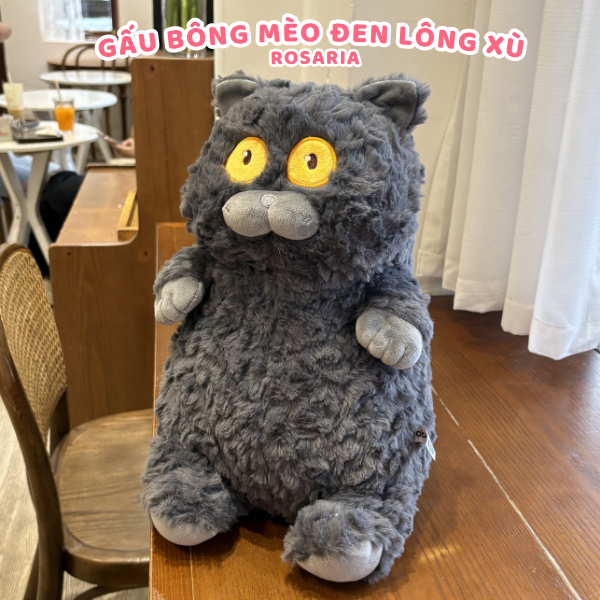 Gấu Bông Mèo Đen BOBOVA 40cm Mềm Mại – Thú Nhồi Bông Lông Mịn Cao Cấp, Quà Tặng Dễ Thương Cho Bạn