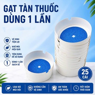 Gạt Tàn Thuốc Dùng 1 Lần Hộp 25 Cái | Foam Ashtray Mini Có Khe Gác Thuốc, Gạt Tàn Ô Tô Để Bàn