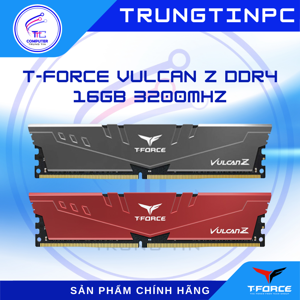 Ram TeamGroup T-Force Vulcan Z RED 16GB - 3200MHz DDR4 Tản dày