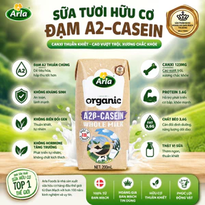 Sữa Tươi Hữu Cơ Arla Organic A2 Beta Casein 200ml – Thùng 20 Hộp | Sữa Nhập Khẩu Đan Mạch, Dễ Tiêu Hóa, Giàu Canxi