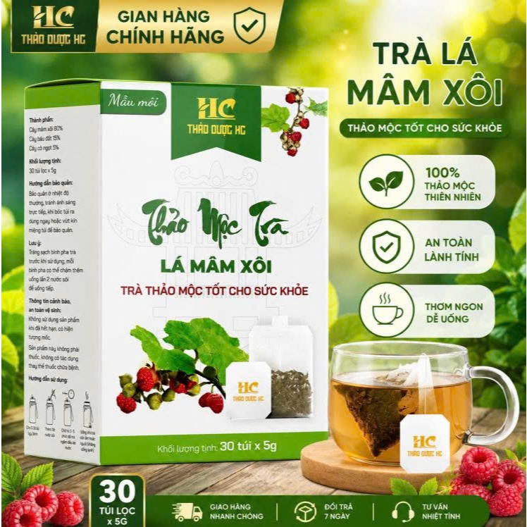Trà Lá Mâm Xôi Chính Hãng Túi Lọc 30 Gói – Trà Thảo Mộc Tự Nhiên, Dễ Uống Mỗi Ngày