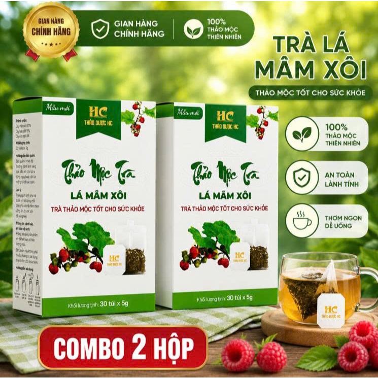 Trà Lá Mâm Xôi HC 30 Gói Túi Lọc – Trà Thảo Mộc Tự Nhiên,Tiện Lợi, Dễ Pha