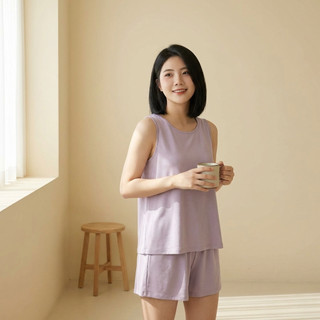 Bộ đồ ngủ nữ 2 món form rộng lụa ánh kim áo ba lỗ quần short mềm mịn nhẹ thoáng mặc nhà cực kỳ dễ chịu [NP B14]