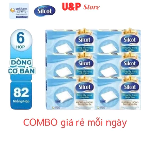 ComBo 6 Hộp Bông trang điểm (bông tẩy trang) Silcot 82 miếng/hộp