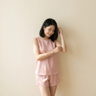 Set pijama nữ lụa ánh kim cao cấp 2 món áo tank top ba lỗ + quần short thoải mái nhẹ mát mặc nhà thời trang [NP B14]