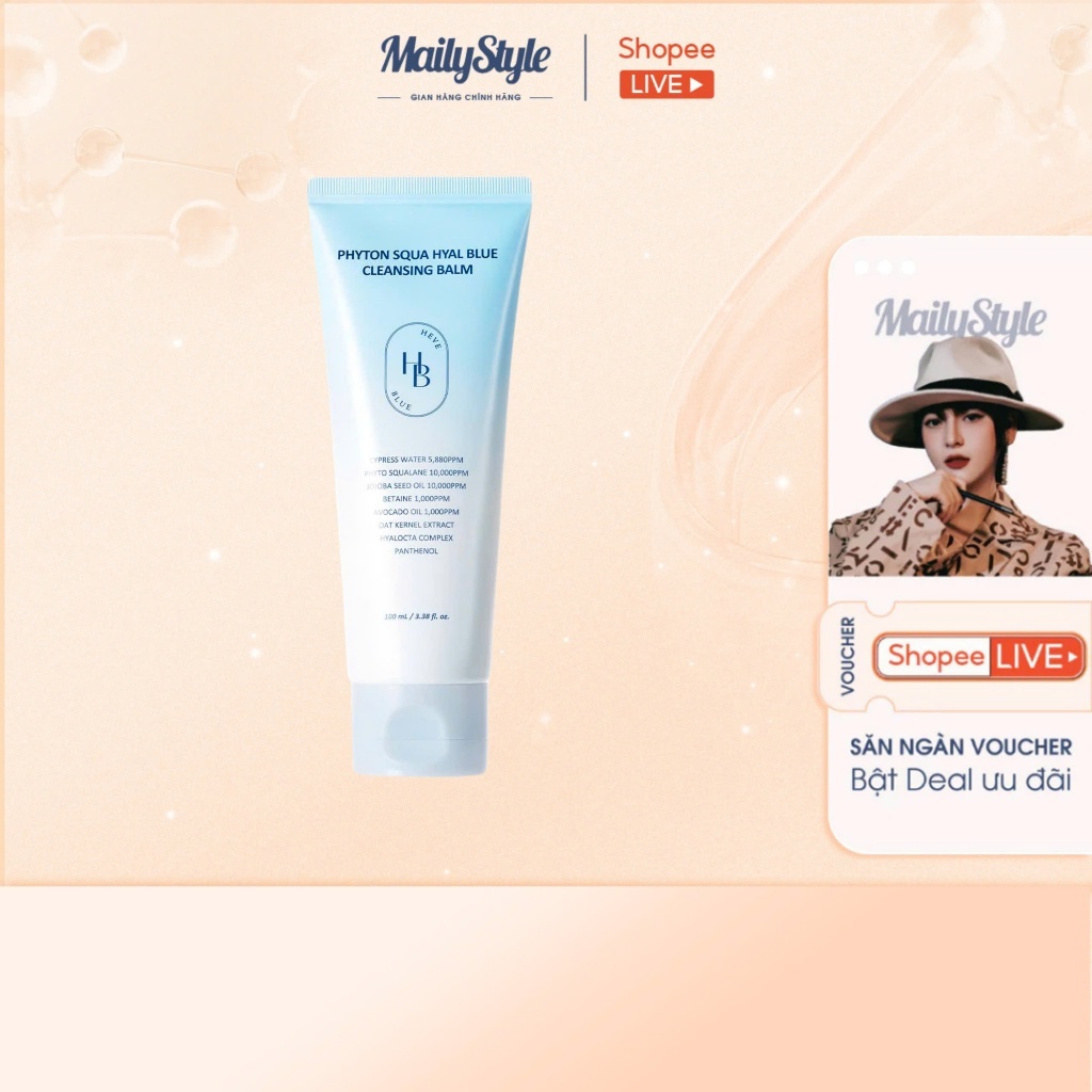 T425_ Combo (02 Tuýp) E34 Sáp tẩy trang Heveblue Phyton Squa Hyal Blue Cleansing Balm + (01 Tuýp) T206 KCN Dermashare UV