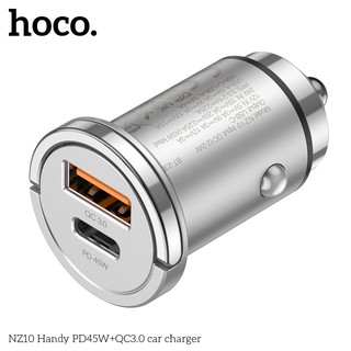 Tẩu sạc ô tô / Cốc sạc xe hơi 2 cổng Hoco NZ10 TypeC PD 45W và QC3.0 18W (Xám)