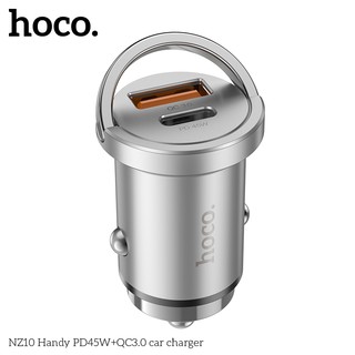 Tẩu sạc ô tô / Cốc sạc xe hơi 2 cổng Hoco NZ10 TypeC PD 45W và QC3.0 18W (Xám)
