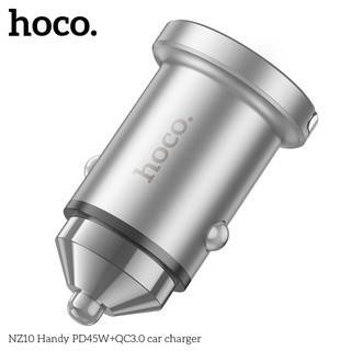 Tẩu sạc ô tô / Cốc sạc xe hơi 2 cổng Hoco NZ10 TypeC PD 45W và QC3.0 18W (Xám)
