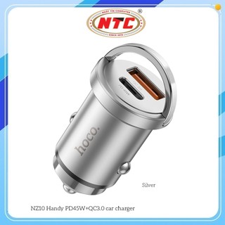 Tẩu sạc ô tô / Cốc sạc xe hơi 2 cổng Hoco NZ10 TypeC PD 45W và QC3.0 18W (Xám)