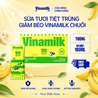 Sữa Tươi Tiệt Trùng Giảm Béo Vinamilk Chuối 180ml - Thùng 48 Bịch