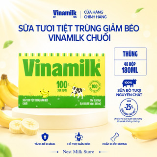 Sữa Tươi Tiệt Trùng Giảm Béo Vinamilk Chuối 180ml - Thùng 48 Bịch