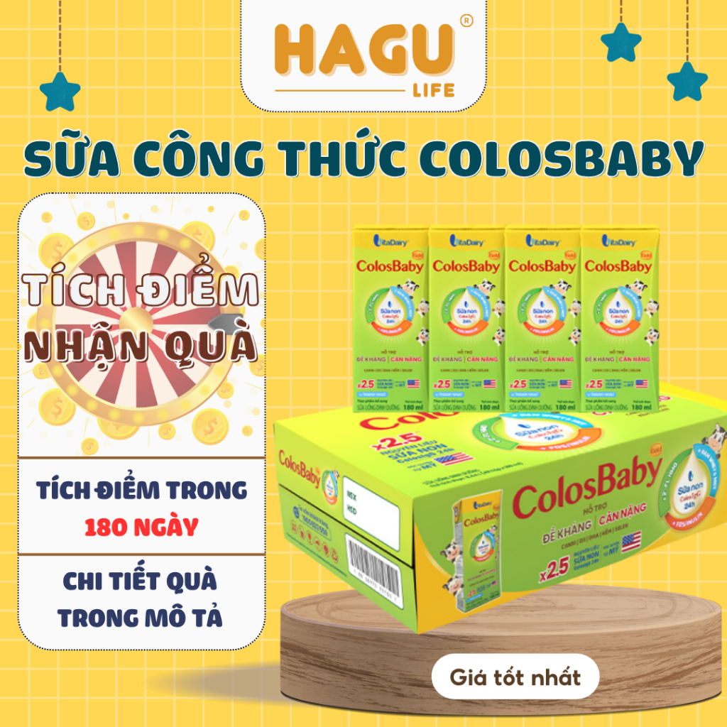 Sữa Pha Sẵn Vitadairy ColosBaby Gold Thanh Nhạt Cải Tiến 110ml -180ml