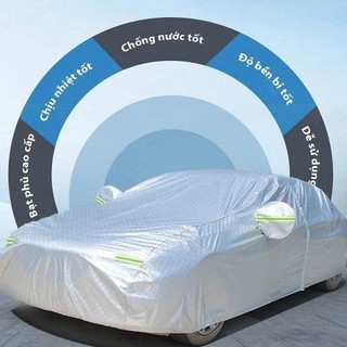 Bạt Phủ Ô Tô 3 Lớp Cao Cấp Lót Bông Chống Xước Sơn Phản Quang Chống Nóng, Đai Cố Định Chống Gió Giật