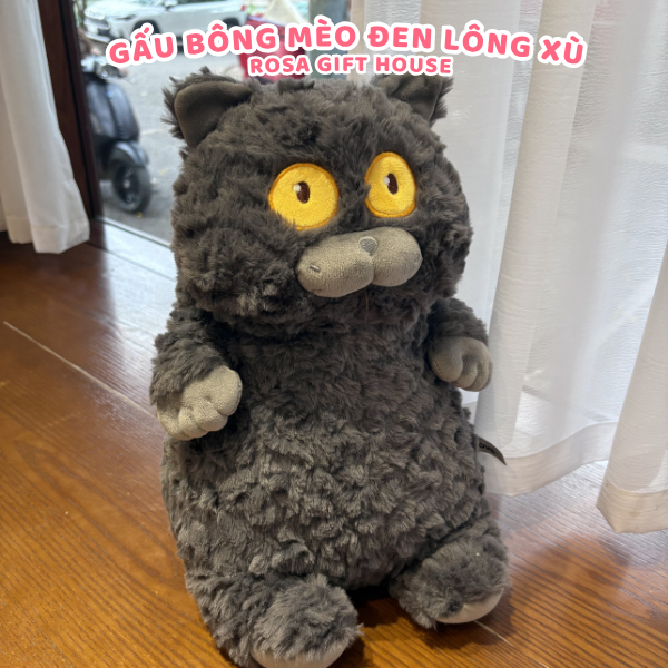 Gấu Bông Mèo Đen BOBOVA 40cm Cao Cấp – Thú Nhồi Bông Mèo Cute, Gối Ôm Mềm Mịn, Decor Phòng Xinh