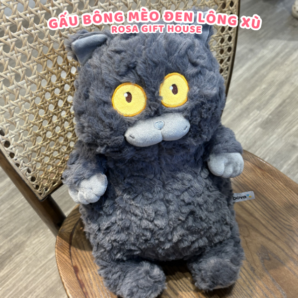 Gấu Bông Mèo Đen BOBOVA 40cm Cao Cấp – Thú Nhồi Bông Mèo Cute, Gối Ôm Mềm Mịn, Decor Phòng Xinh
