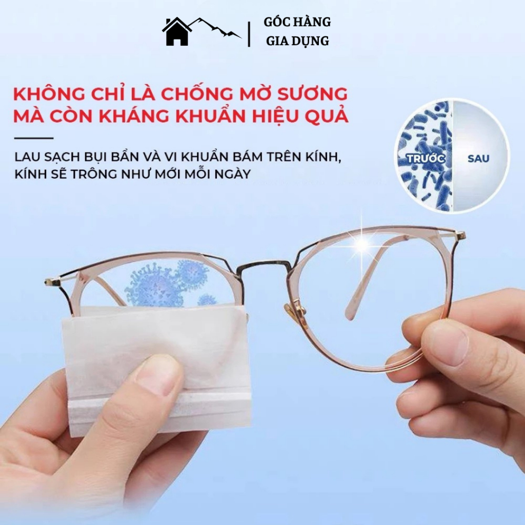 [Mua 2 tặng 1] Combo 3 Hộp Khăn Lau Kính Nano Chống Bám Hơi Nước Bụi Bẩn Giấy Lau Kính Mắt