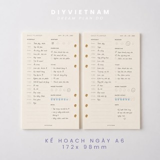 Ruột Sổ A6 6 Lỗ – Giấy Kimmi Nhật 100gsm – Mịn, Dày, Không Lem – Tệp 45 Tờ