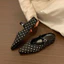 Sandal nửa kín mũi chấm bi cao 4cm dành cho nữ