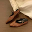 Sandal nửa kín mũi chấm bi cao 4cm dành cho nữ