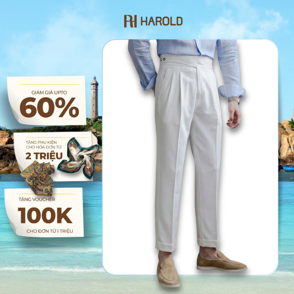[Premium] Quần Âu Nam Cạp Cao Ống Suông Cao Cấp Harold Gurkha Season 5 Vải Thoáng Mát, Chống Nhăn, Đứng Form Tôn Dáng