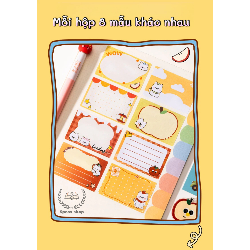 Giấy note kéo rút dán toàn mặt 128 tờ/hộp Sticky note tiện lợi, dễ xé, bám dính chắc, hình hoạt hình