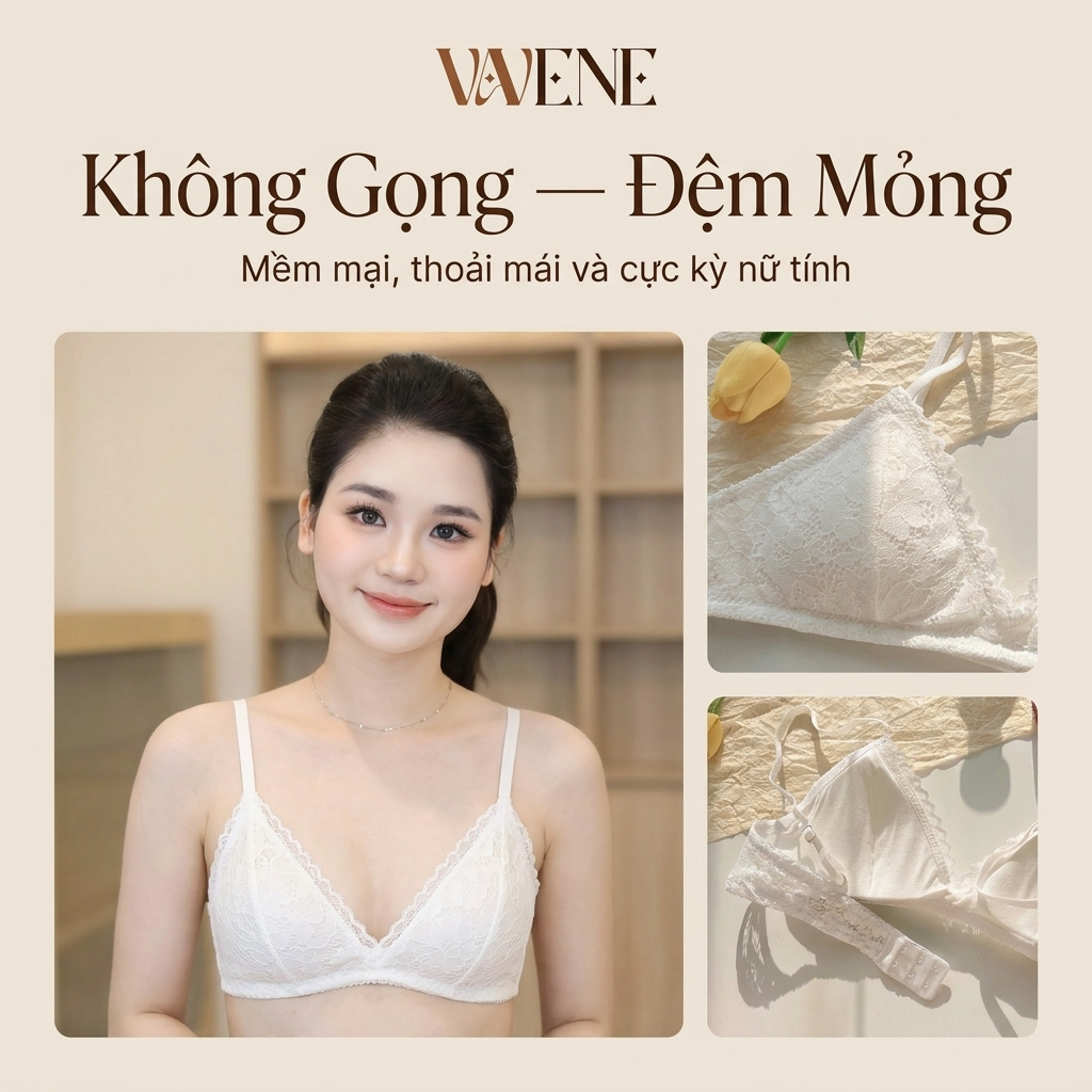 Áo lót Vanvene, áo ngực nữ BR304 ren không gọng, áo lót nữ mút mỏng có thể tháo rời mềm mại thoáng khí | BigBuy360 - bigbuy360.vn