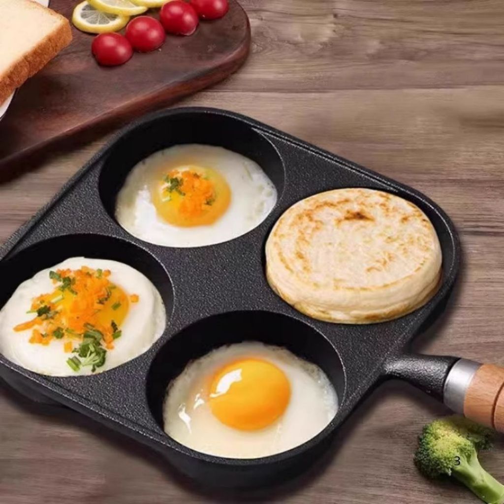 Chảo Ô Chống Dính ALOHOME Chảo 4 Ngăn Đa Năng Chiên Trứng, Pancake, Chế Biến Món Ăn Tiện Lợi