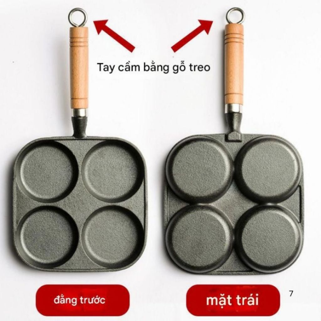 Chảo Ô Chống Dính ALOHOME Chảo 4 Ngăn Đa Năng Chiên Trứng, Pancake, Chế Biến Món Ăn Tiện Lợi