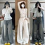 Quần Jean Suông Loe Nữ Xanh Wash Xám Lưng Cao Quần Jean Denim Mềm Ôm Eo From Ống Siêu Rộng MIAA
