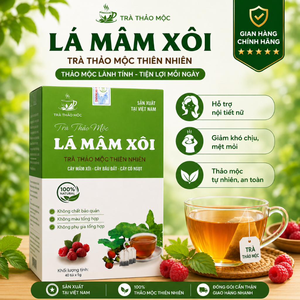 Trà Lá Mâm Xôi Khô Tự Nhiên – Trà Sạch, Đóng Gói Kín, An Toàn Sử Dụng