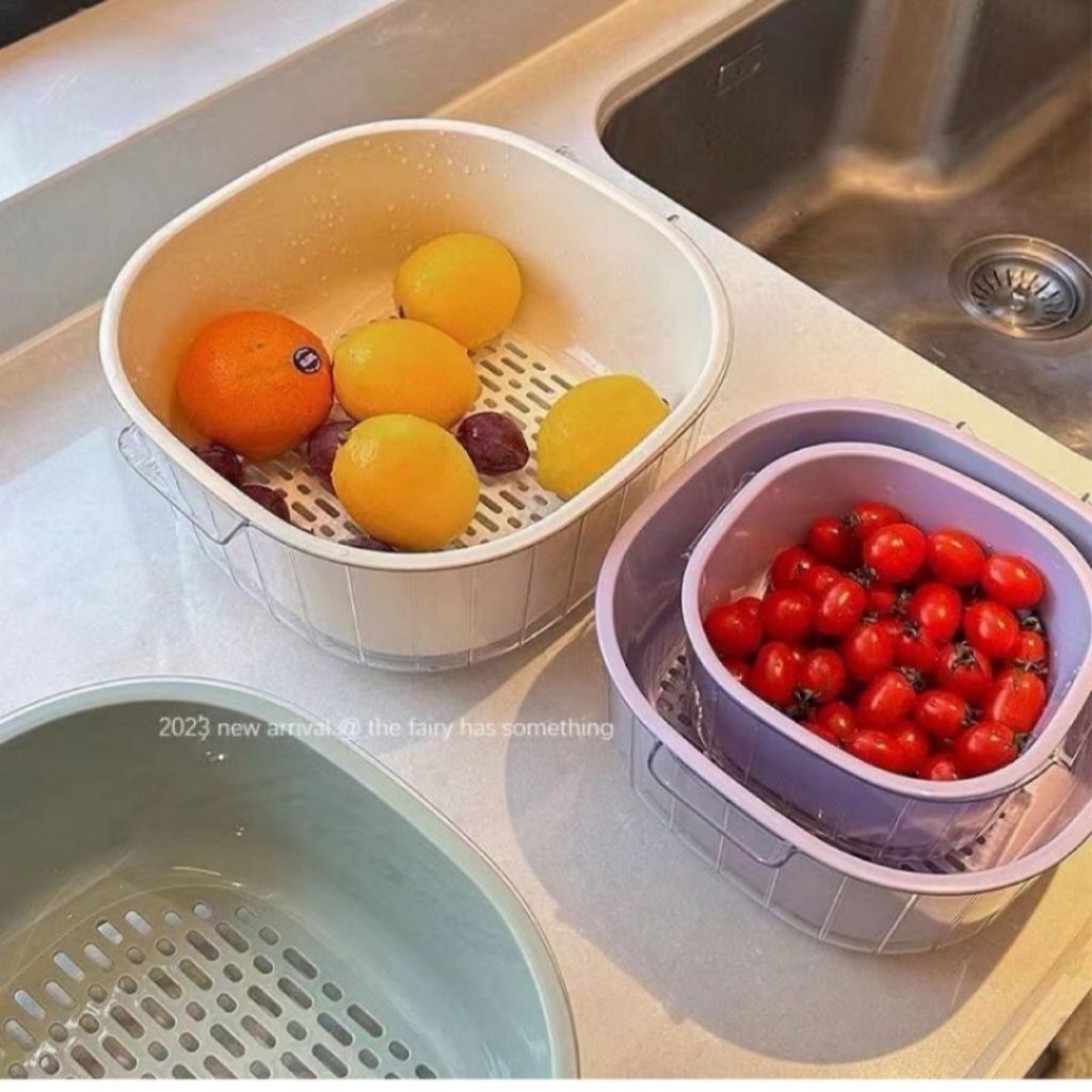 Bộ Rổ Rửa Rau 6 Chi Tiết ALOHOME Rổ Nhựa Đa Năng Có Khay Lọc Nước, Đựng Rau Củ Trái Cây Tiện Lợi