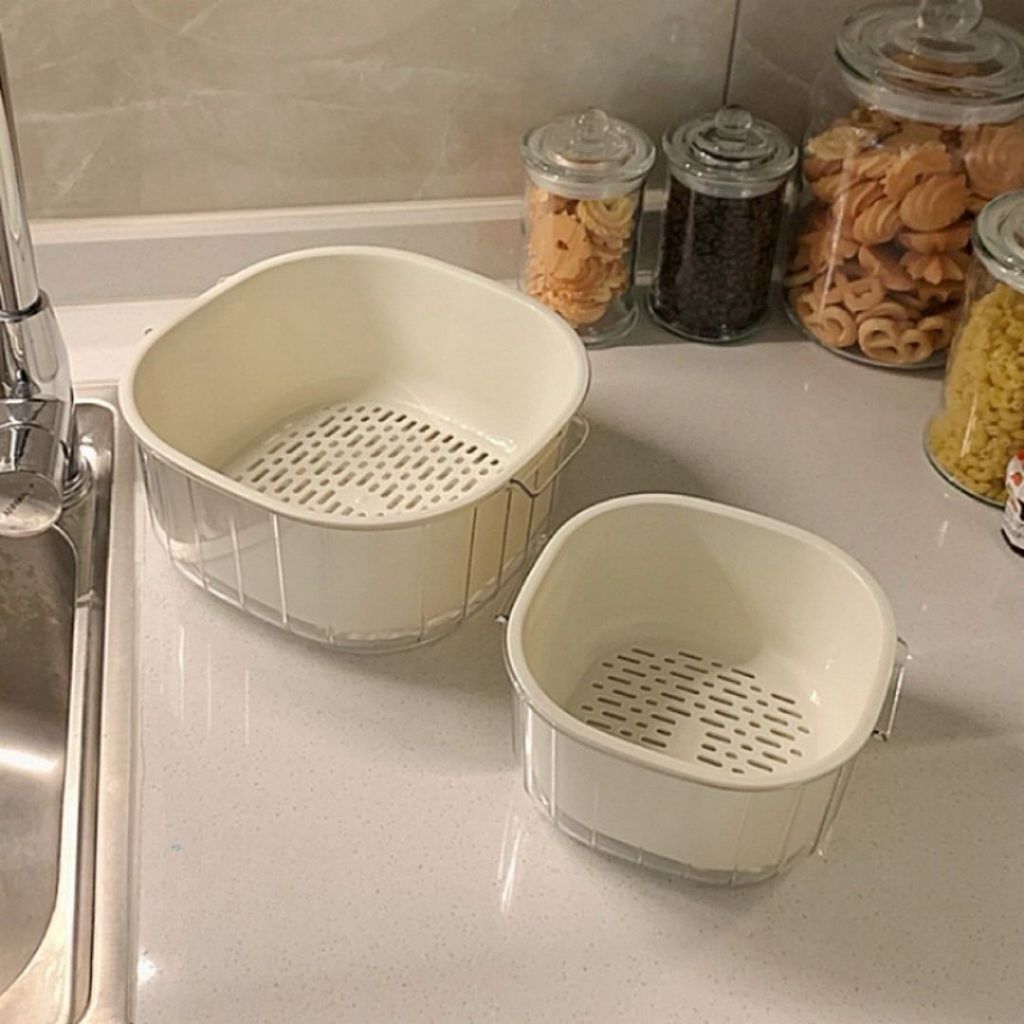 Bộ Rổ Rửa Rau 6 Chi Tiết ALOHOME Rổ Nhựa Đa Năng Có Khay Lọc Nước, Đựng Rau Củ Trái Cây Tiện Lợi