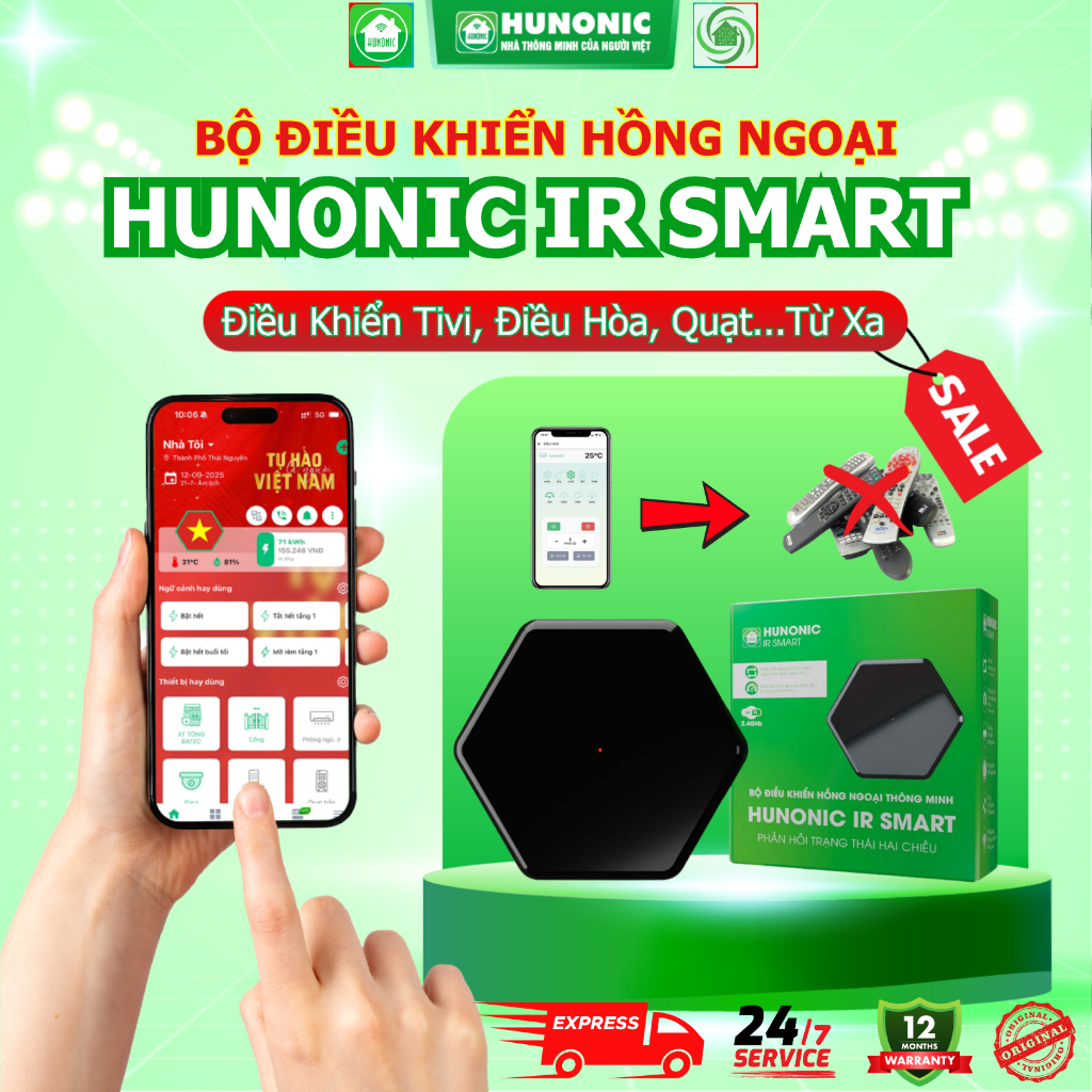 Bộ Điều Khiển Hồng Ngoại Wifi Hunonic IR Smart Thay Thế Remote Tivi ...