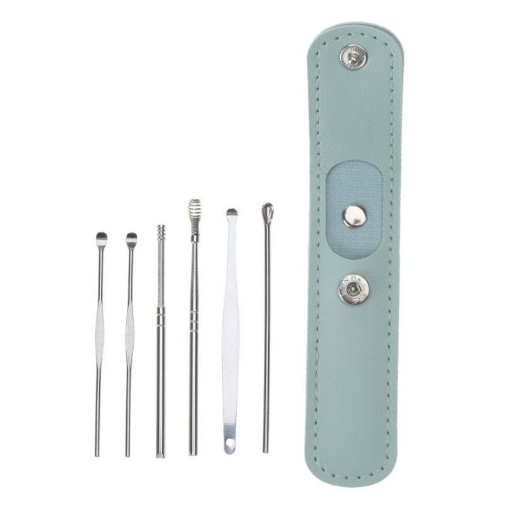 [COMBO 5 CHIẾC] Dụng Cụ Vệ Sinh Tai ALOHOME 6 Chi Tiết Kèm Túi Da Móc Khóa Tiện Lợi, Bộ Chăm Sóc Cá Nhân Mini